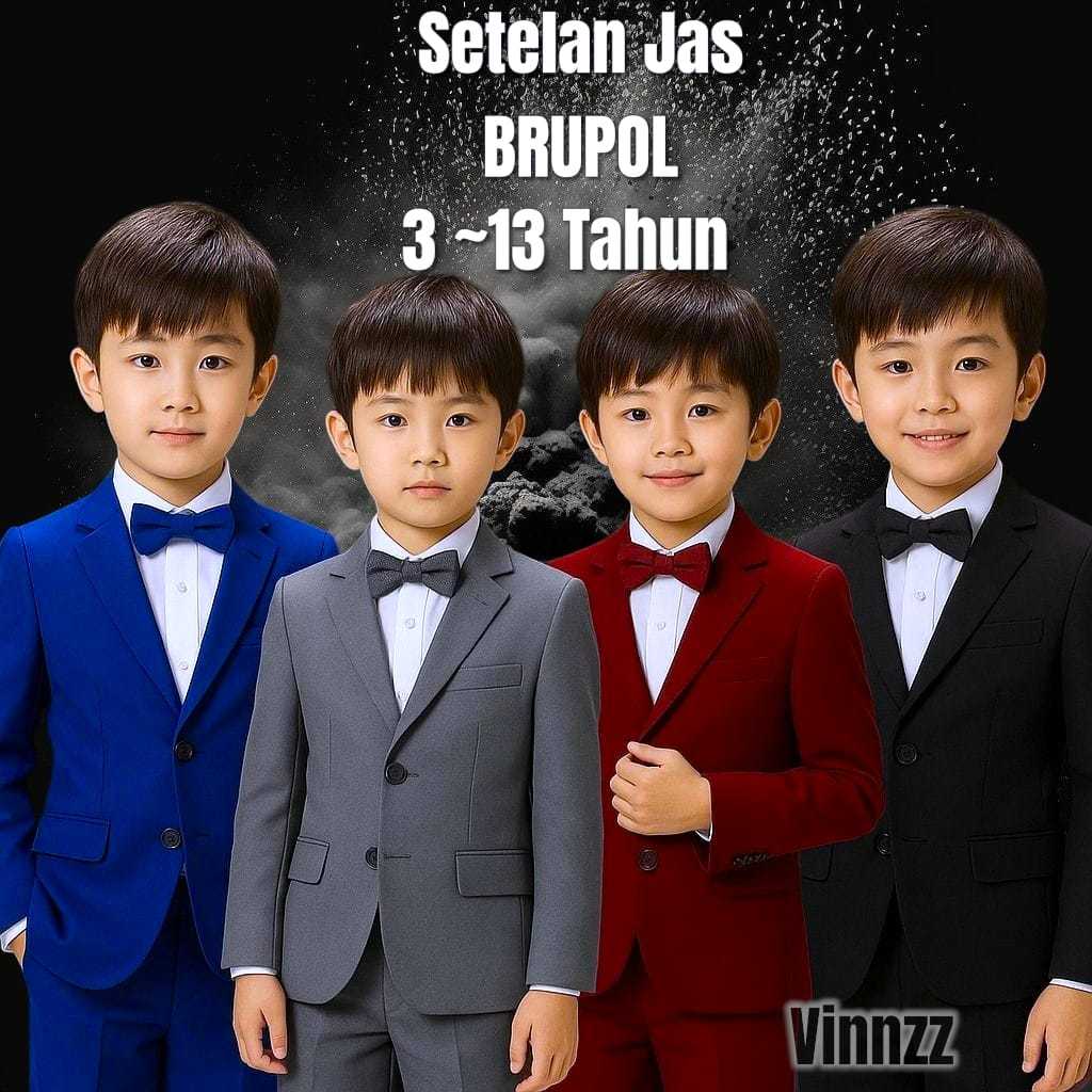 Vinnzz Setelan Jas BRUPOL 3-13 Tahun Set Stelan Blazer Baju Anak Laki Cowok Keren Pesta Wisuda Serag