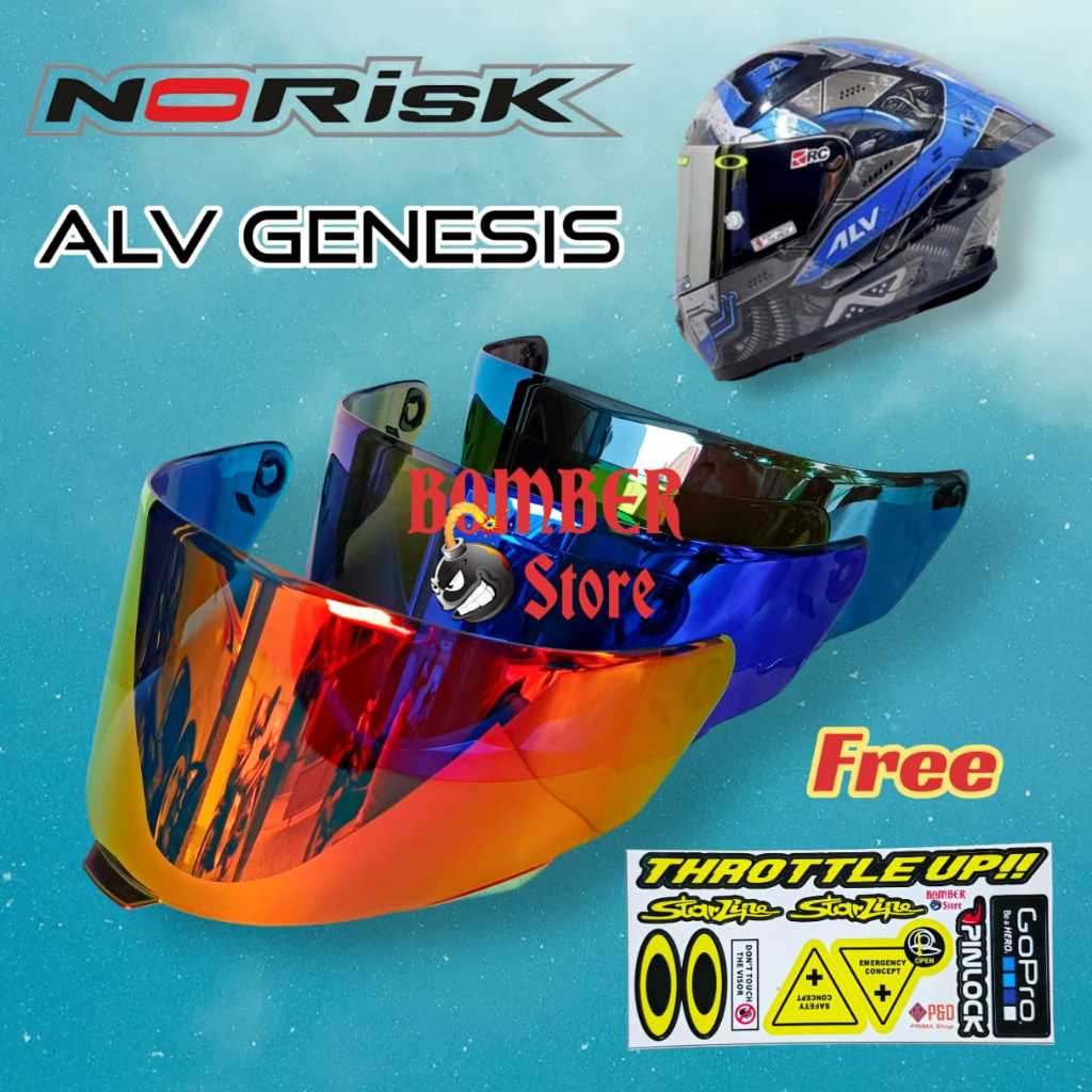 Kaca Helm ALV Genesis, Flat Visor ALV Genesis Full Face free sticker