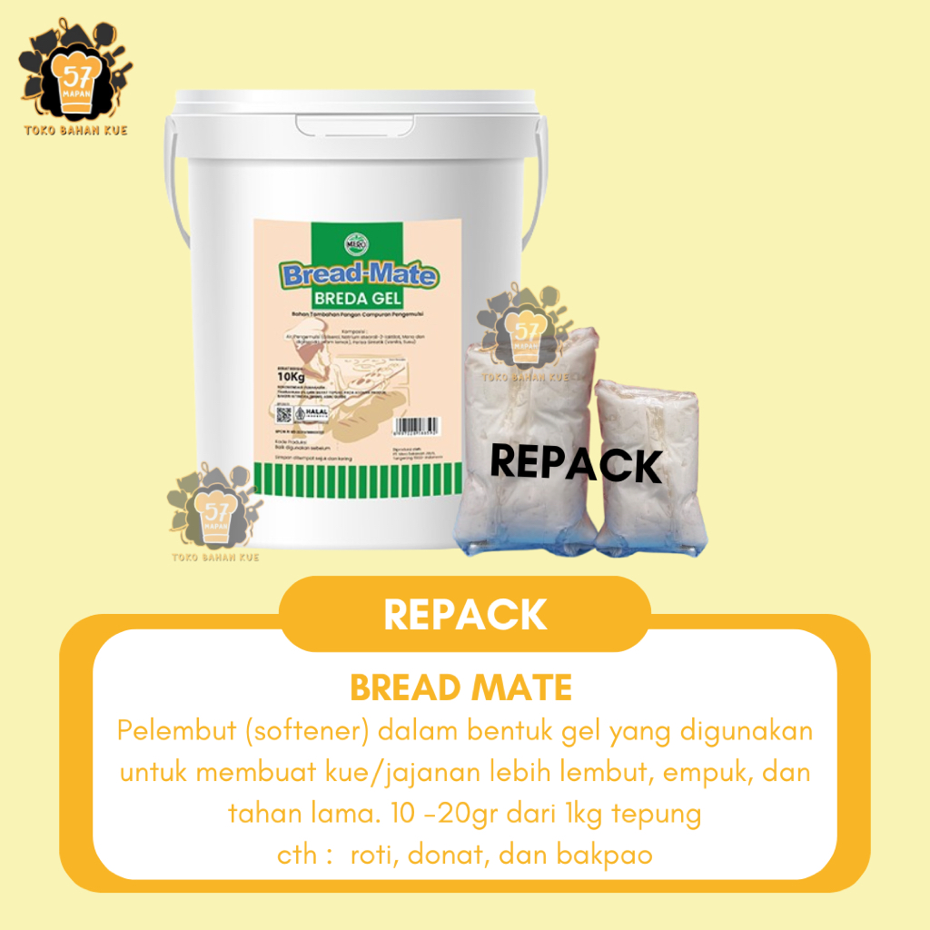 

BREAD GEL SOFT PELEMBUT DONAT DAN BAKPAO - BREAD MATE - BREDA GEL ERICO TIMBANGAN / REPACK