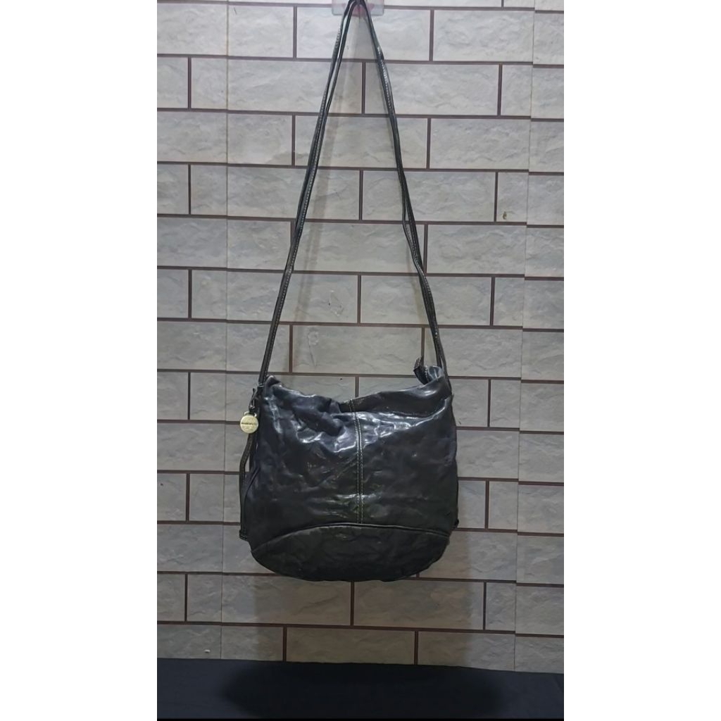 Tas sling Kulit Asli RAB34NC0 / Tas Slempang Kulit Asli Warna Hijau Lumut /Sling Shoulder / Tas Kuli