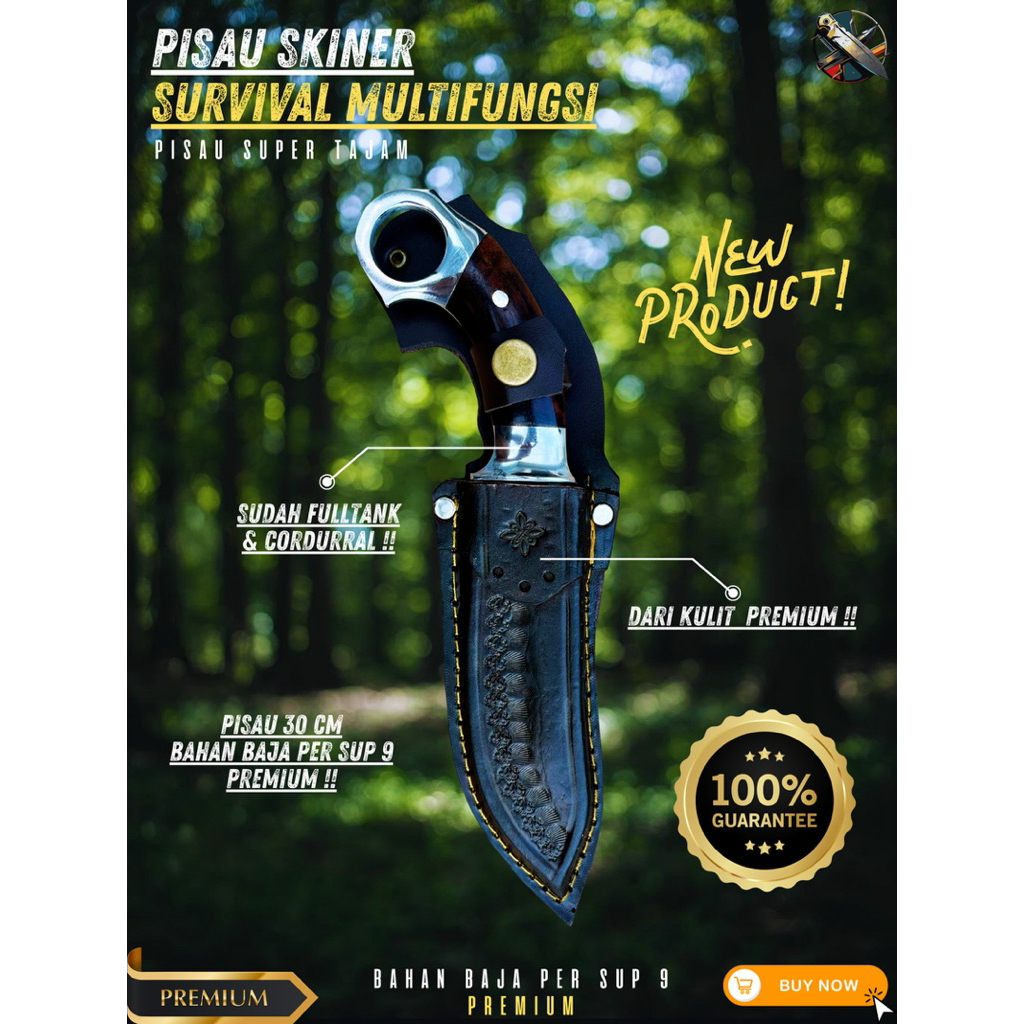 [BILAH_PISAU] PISAU SKINER SURVIVAL PISAU BAJA SUPER TAJAM Bahan Baja Per SUP9 Asli Original