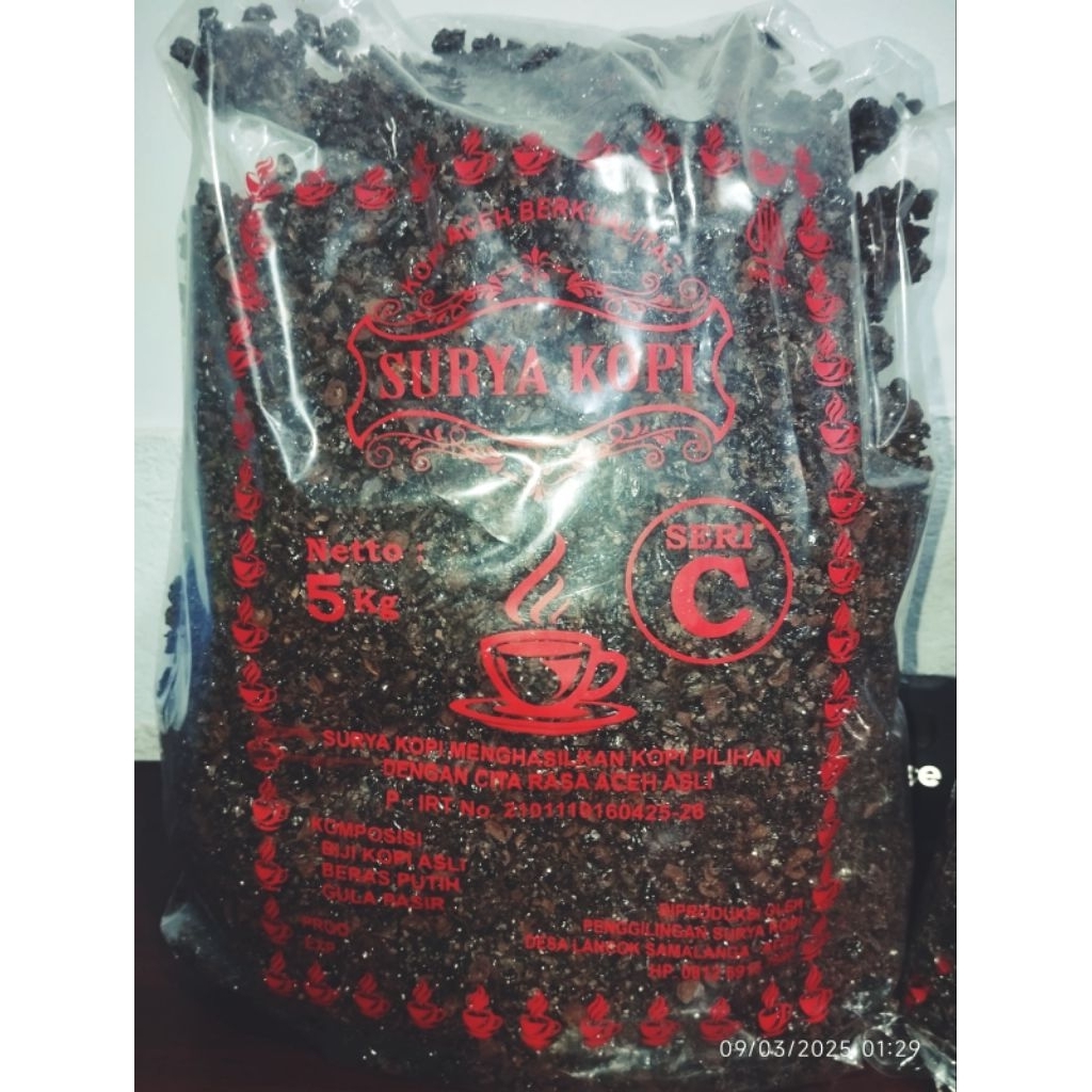 

1kg Bubuk kopi kasar Aceh Merk Surya Seri C
