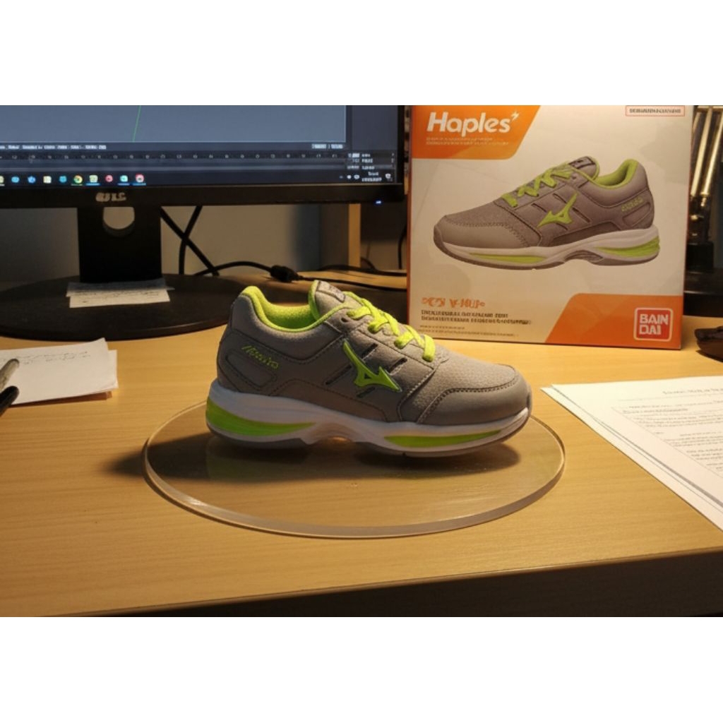 Sepatu Running Pria Wanita Mizu, sneakers Olahraga Lari Joging Buat Gaya Skena Outpit Abu Stabilo