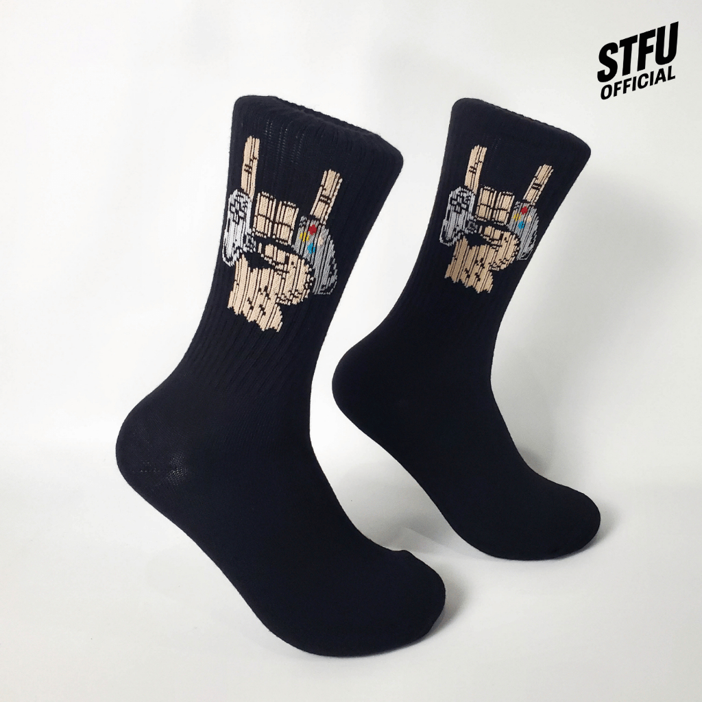 STFU Kaos Kaki Oldschool Pria Wanita Dewasa Motif Band Console Game Metal
