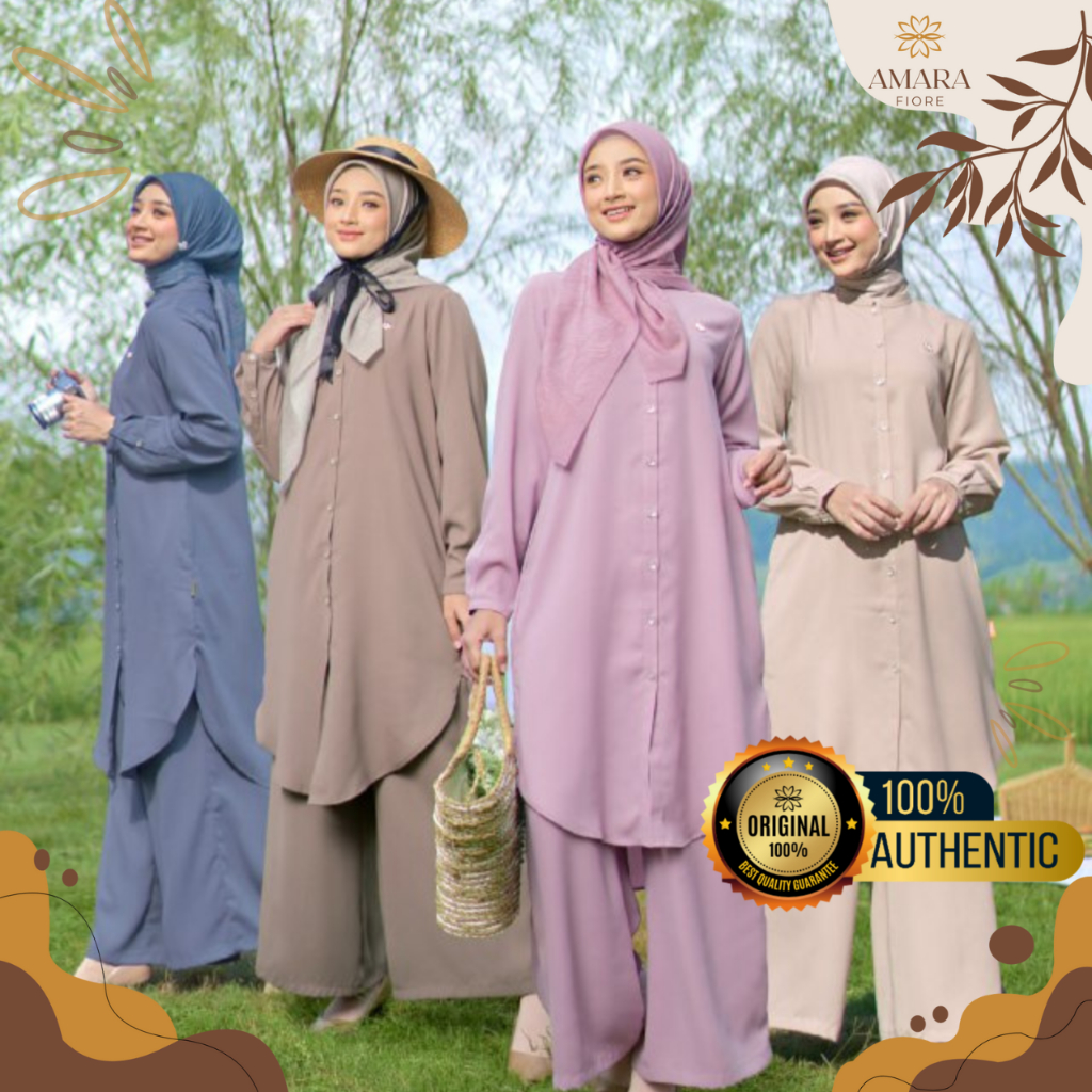 Setelan Wanita Tunik Celana Bahan Vienna Nibras Svasana 004 Setelan Busui Anti Kusut