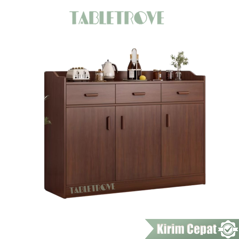 TABLETROVE Rak Dapur Kayu Rak Penyimpanan Rak Oven Microwave Rak Kabinet Lemari Dapur Lemari Piring