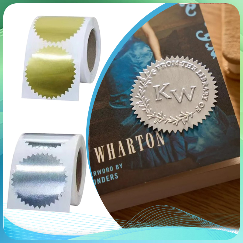 

250pcs Stiker Seal Logo Emboss Gold Silver Tempel Sertifikat Perusahaan