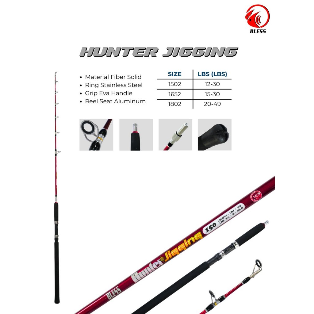 Joran Pancing Bless Hunter Jigging fiber Solid Ring Kuat 12-49 Lbs | Joran Jigging Laut