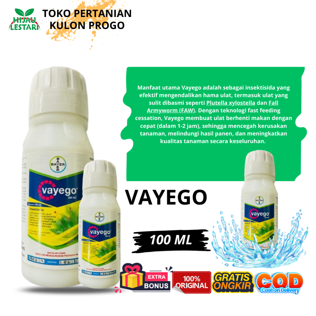 INSEKTISIDA VAYEGO 200sc-ULAT JAGUNG-KUBIS-BAWANG MERAH-PADI 100ml