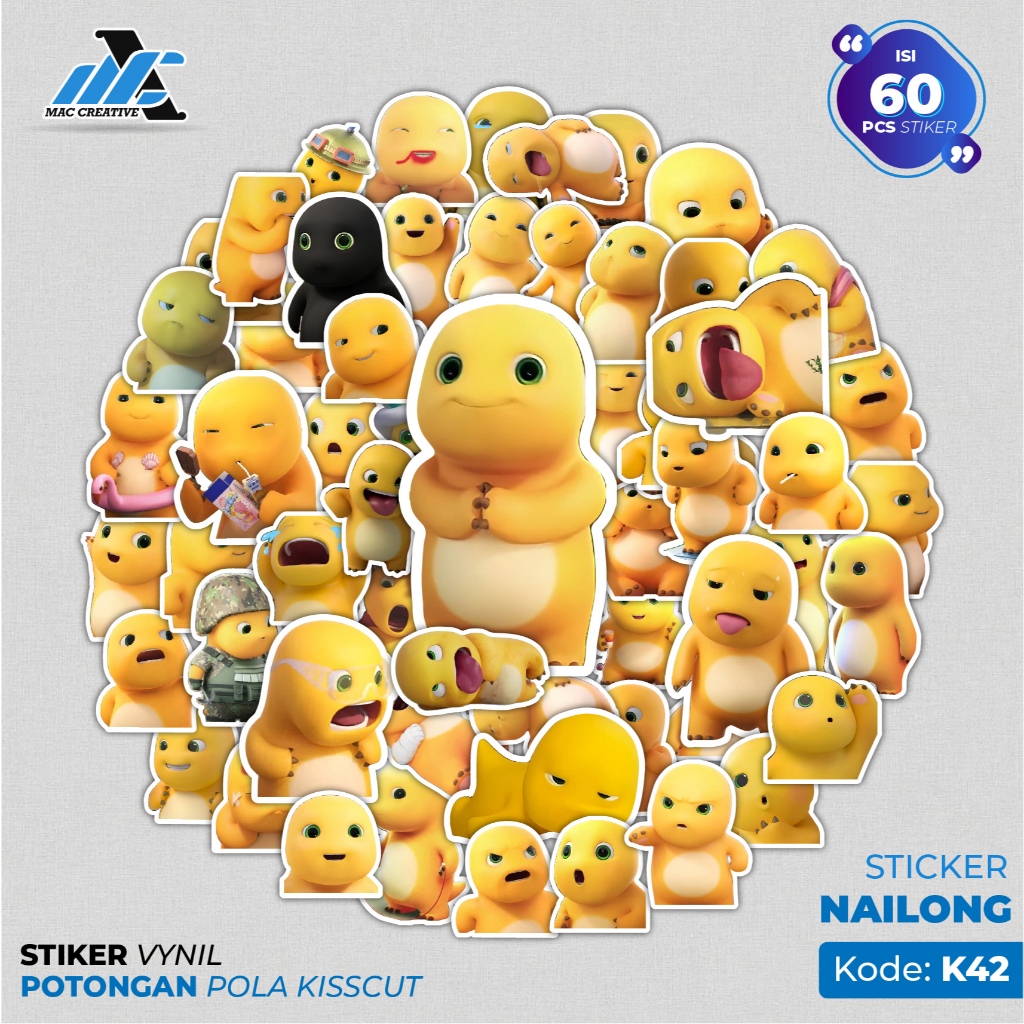 

Stiker Pack Nailong Dino Kuning Waterproof - Stiker Vinyl 60 pcs Anti Air Dekorasi Laptop Helm - K42