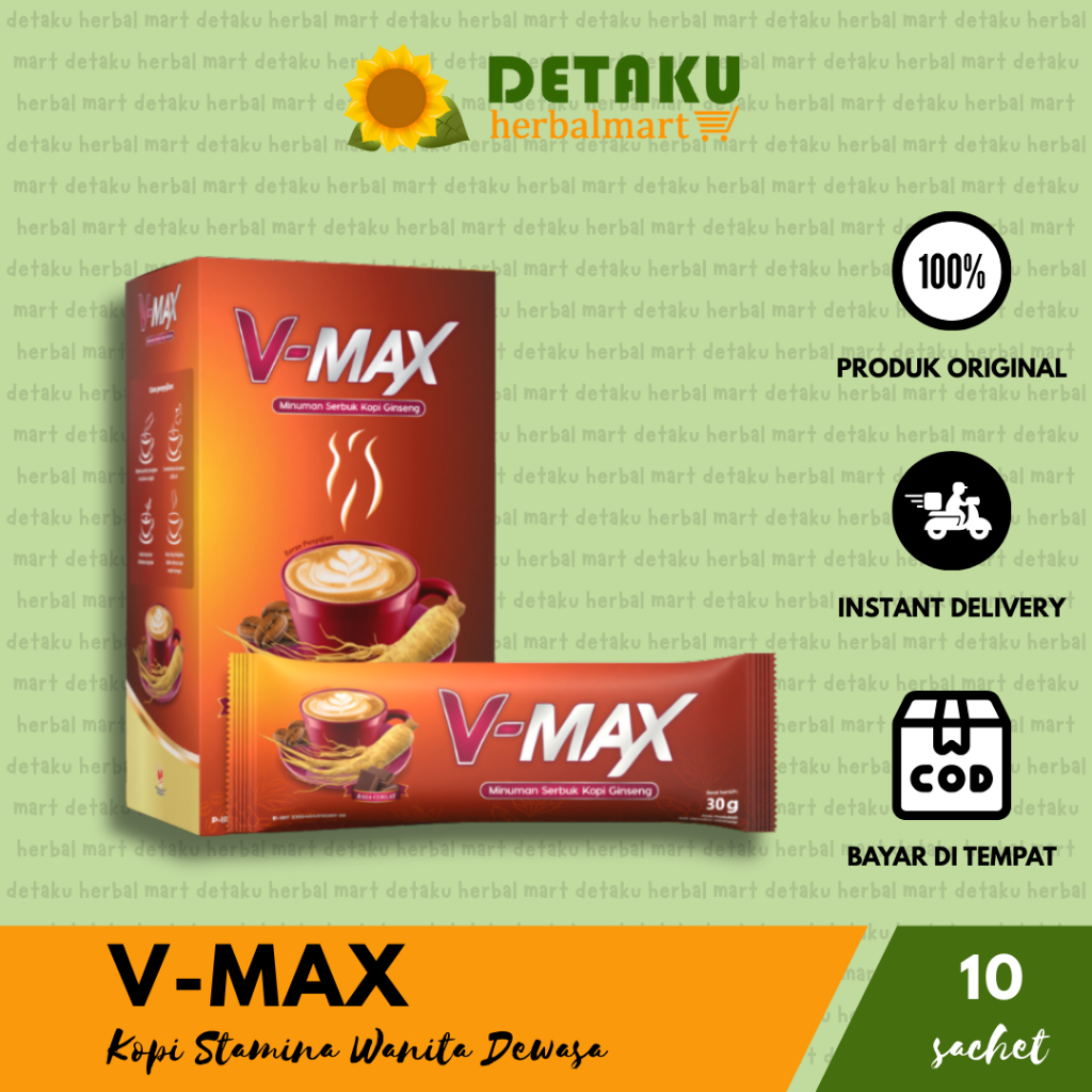 

VMAX Coffee - Kopi Penambah Stamina Wanita Kuat Lama BPOM dan HALAL MUI 1 Box 10 Sachet