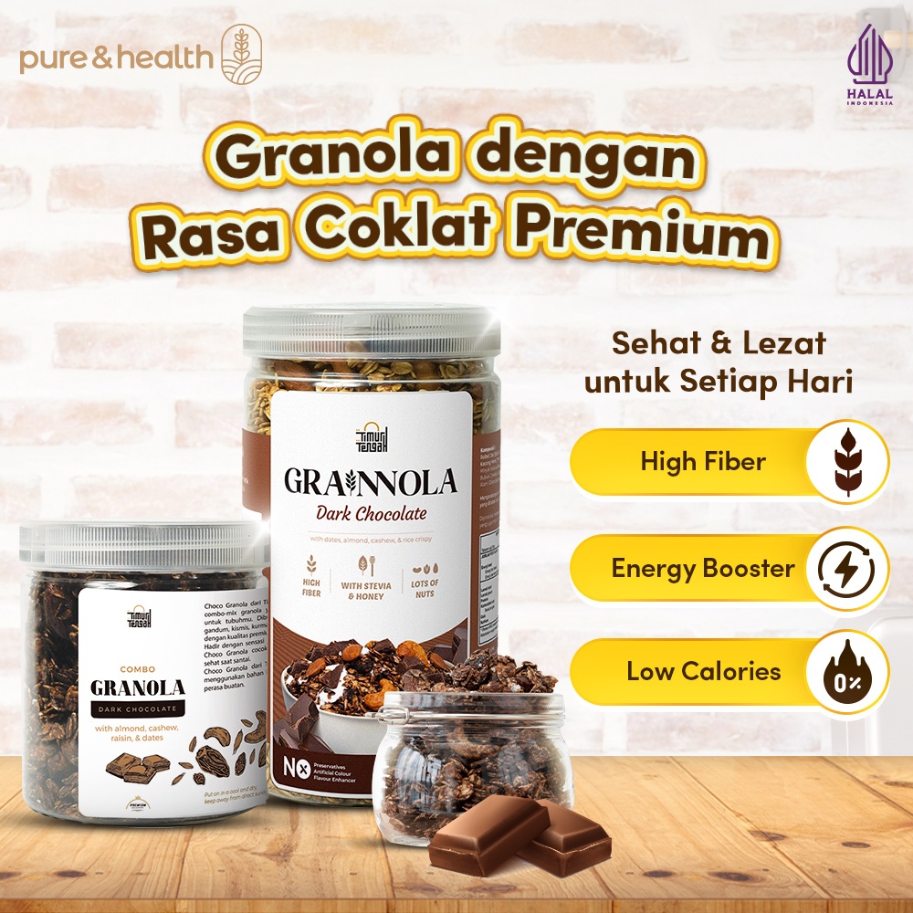 

Grainnola Dark Chocolate 500 Gram Granola Coklat Timur Tengah Sereal Diet Cocok untuk Sarapan
