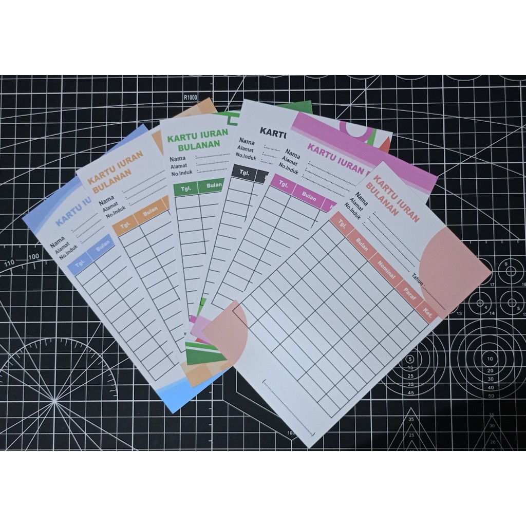 ( Isi 25 PCS ) kartu Iuran Pembayaran Bulanan / Iuran Sampah / Kas Kelas / Iuran Warga dan Paguyuban