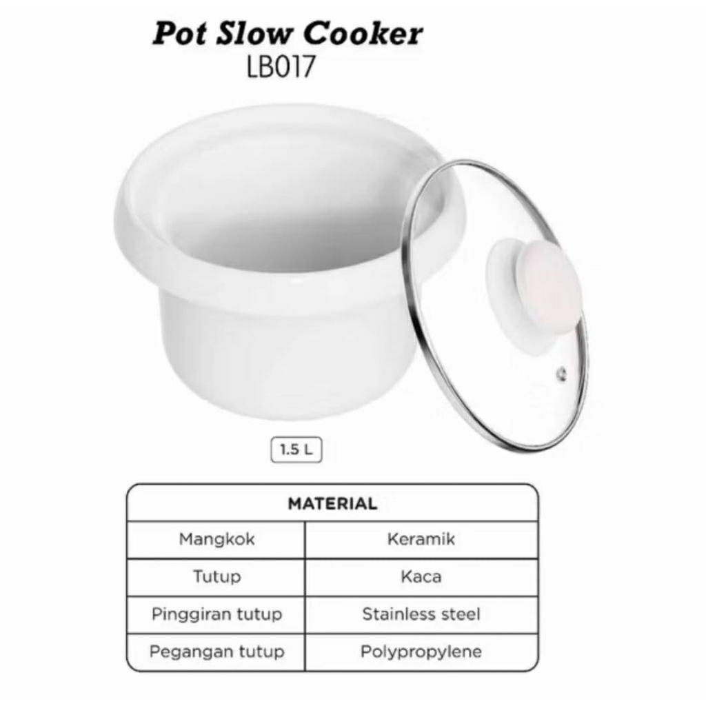 NT1 BABY SAFE Bowl Slow Cooker/ Mangkuk Keramik+Tutup BLB07 (0,8ltr) /BLB017 (1,5ltr)