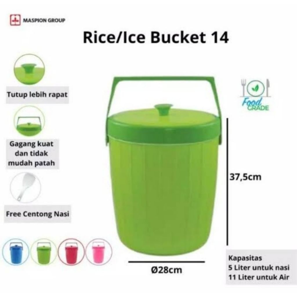 RICE BUCKET MASPION 14L | TERMOS NASI,TERMOS ES, TAHAN PANAS TAHAN DINGIN