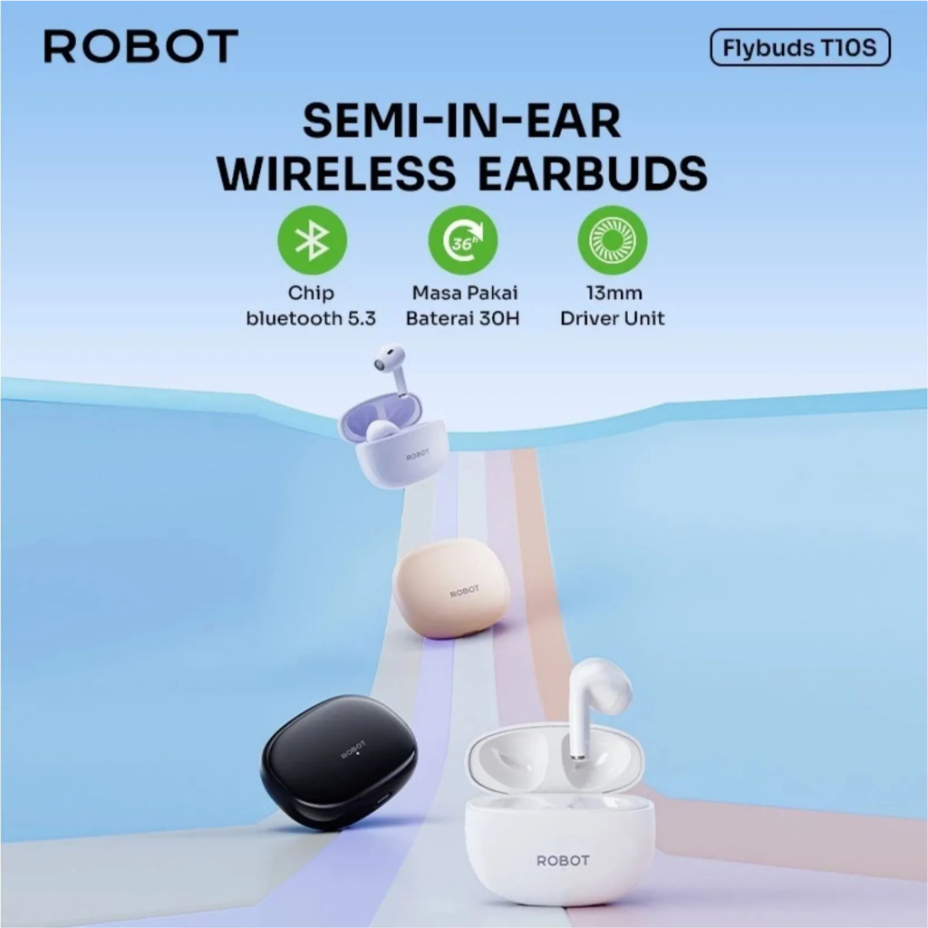 Headset TWS ROBOT T10S // Headset Bluetooth Robot flybuds T10S