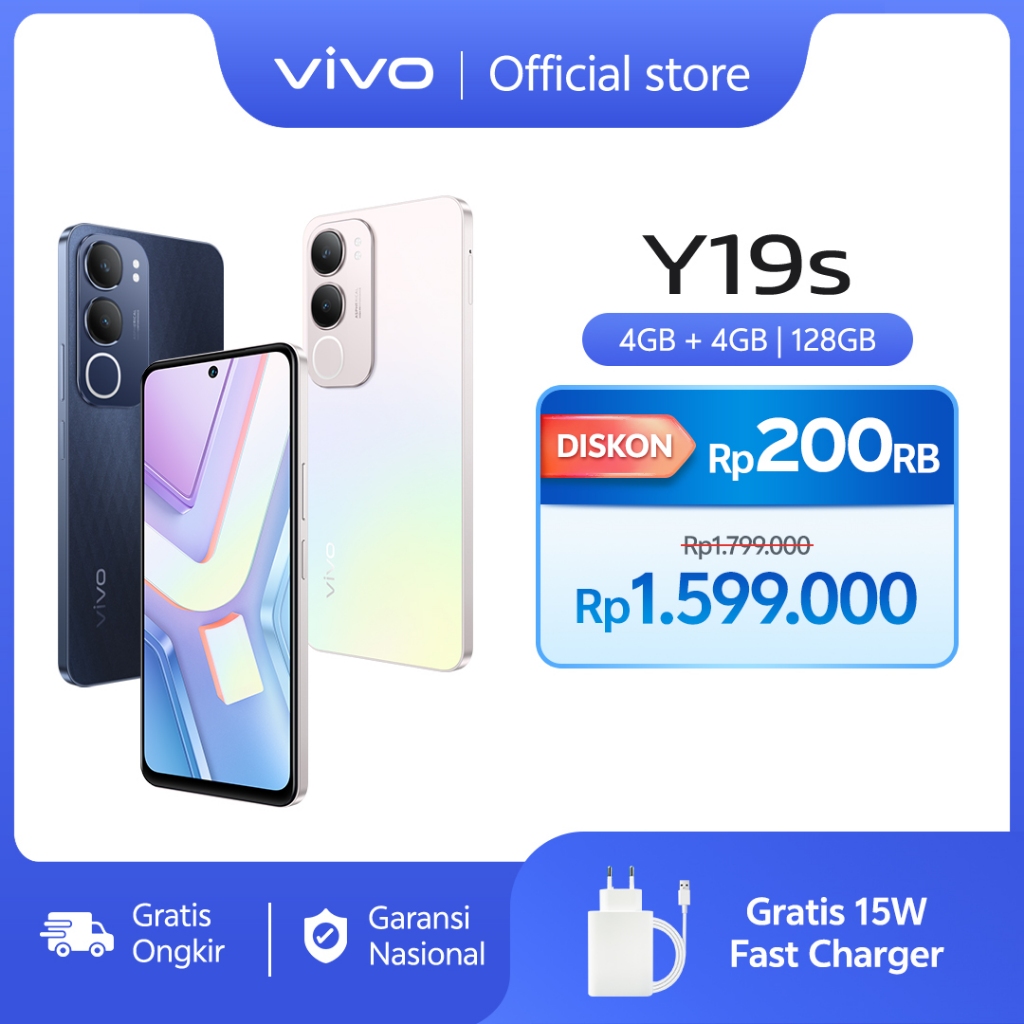 vivo Y19S (4/128) - 50 MP AI Camera, 5500mAh+15W FlashCharge, SGS Drop Resistance, IP64 Dust Waterpr