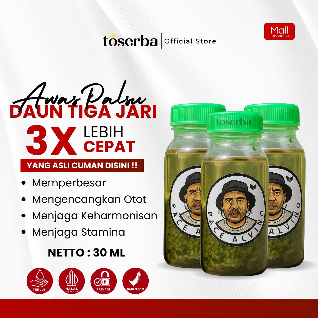 (Privasi Aman) Minyak Oles Daun Tiga Jari Alvino 100% Asli 30ml