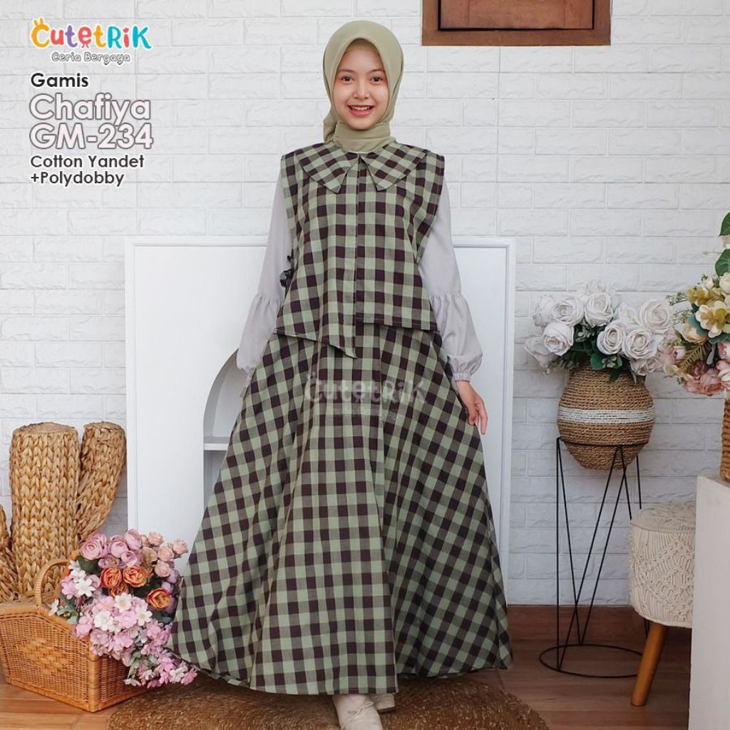 ONE SET GAMIS DAN VEST KOREAN LOOKS GAMIS 10TAHUN - REMAJA SET ROMPI ANAK TANGGUNG DAN REMAJA CHAFIY