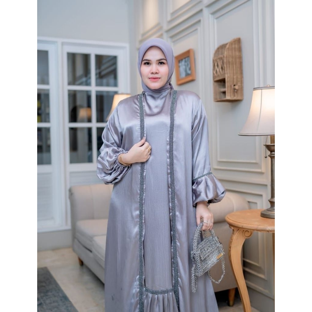 Abaya set inner dan outer ( 2 in 1 ) Abaya huria - Model Dubai
