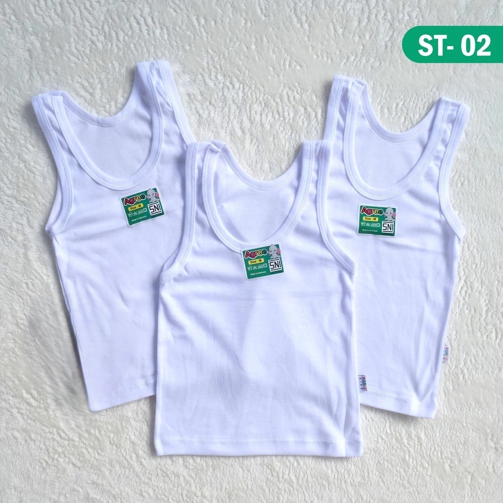 ( 3pc ) Singlet Agree St 02 | Singlet Anak Agree | Kaos Dalam Agree | Kaos Singlet | Kaos Agree Kids