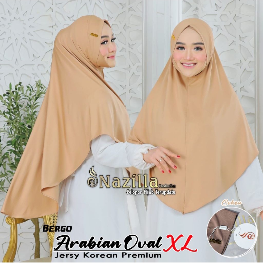 Hijab instan/Bergo dagu jumbo size XL original NAZILLA, bergo umroh