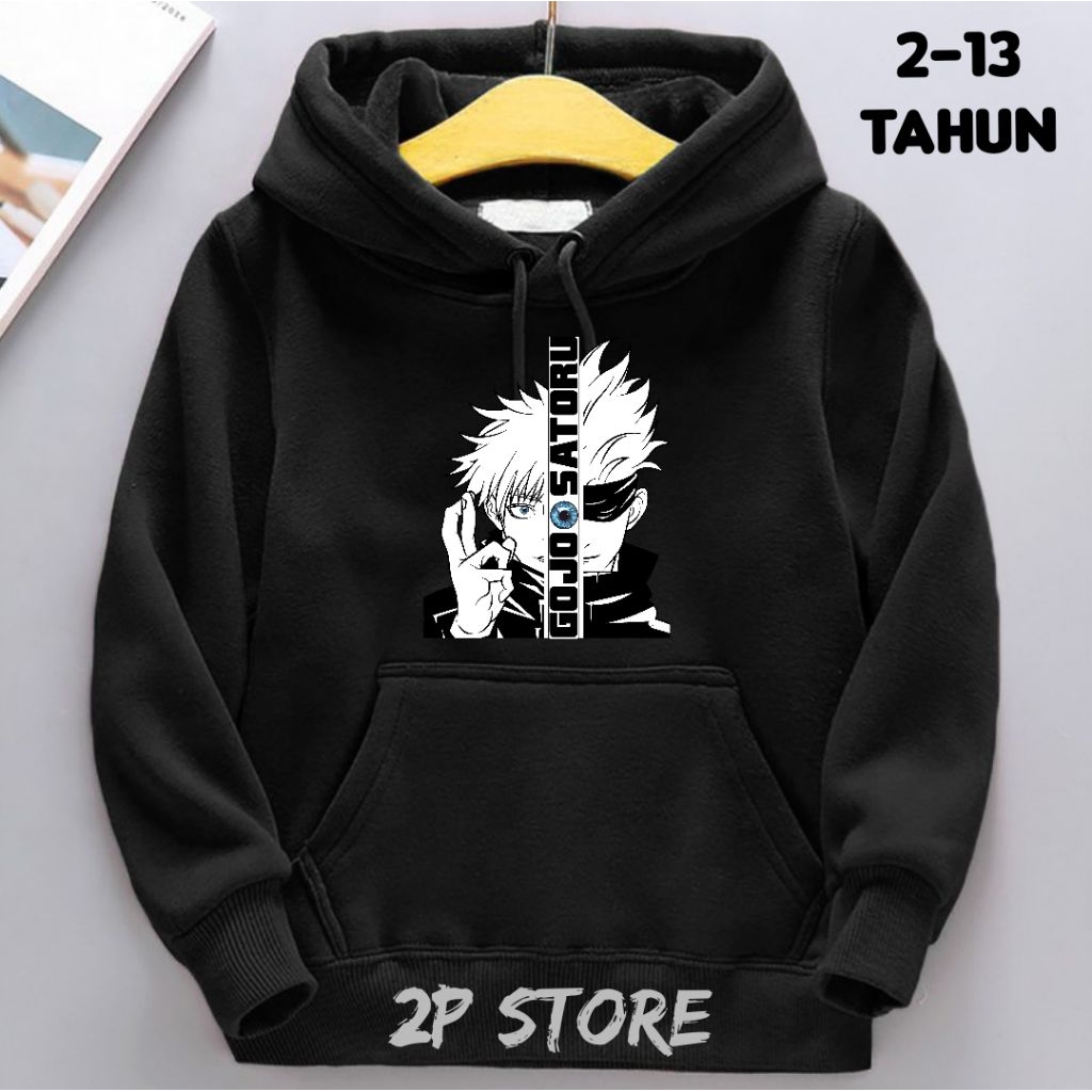 Jaket Hoodie Anak Laki-laki ANIME GOJO SATORU Dari Usia 2 -3-4-5-6-7-8-9-10-11-12-13 Tahun/ Jaket Sw