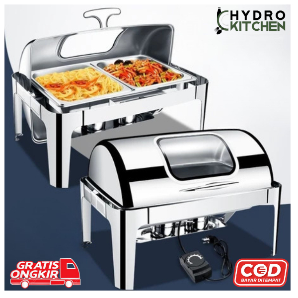 Chafing Dish/Roll Top Segi Oval Kaca Stainless Steel - CF012