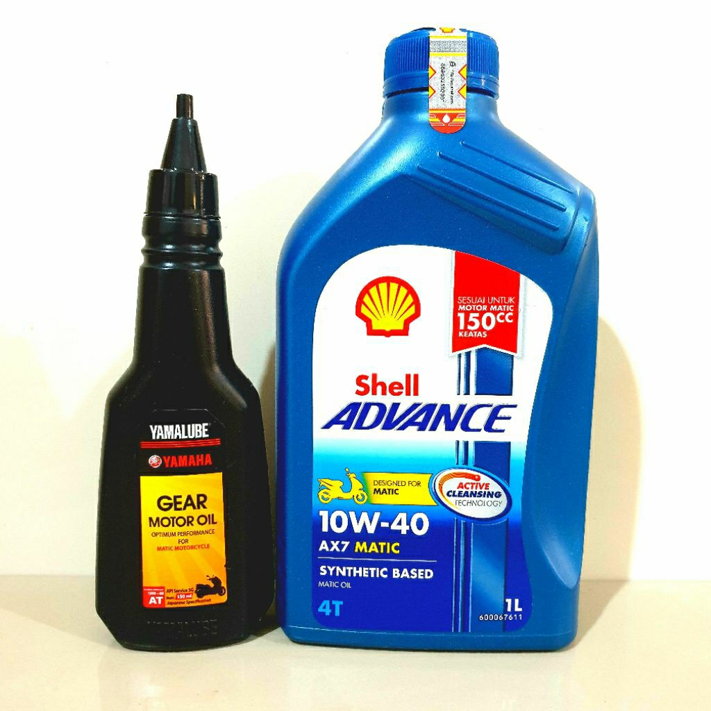PAKET OLI SHELL ADVANCE AX7 MATIC 1L + YAMALUBE GEAR 140ML UNTUK YAMAHA NMAX/AEROX/LEXI/FREEGO