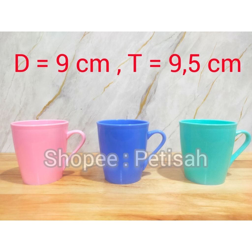 Cangkir Plastik Premium Tebal Sweetly / Gelas Plastik Wana / Gelas Mug Plastik / Cangkir Gagang / Ge