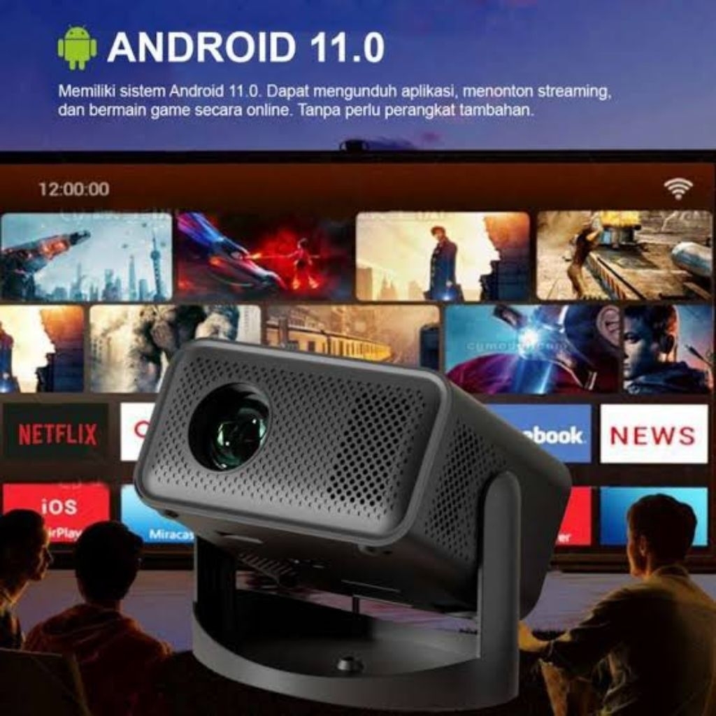 Proyektor Mini Android V18 2200 Lumens Android 11  RAM 1/8gb