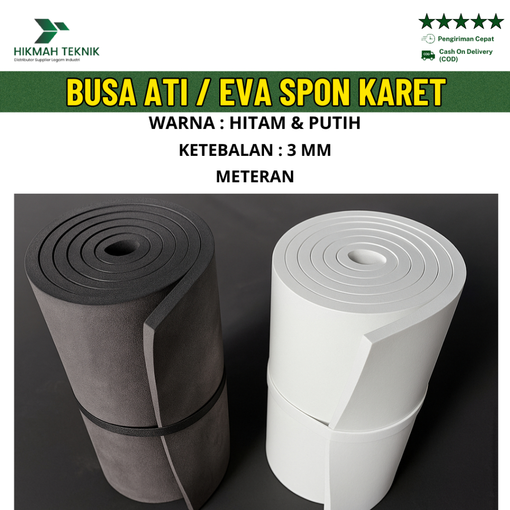 Busa Ati Eva Spon Ati Ketebalan 3mm Meteran Hitam Putih