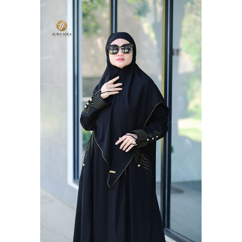 ABAYAK MAROKO AURA GAMiS Hitam Aura azka MUSLIMAH FAshion