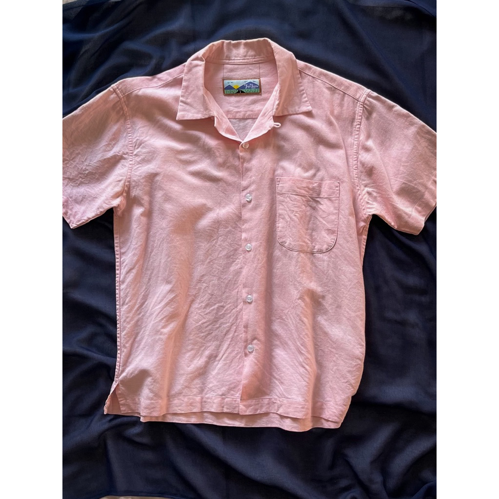 Kemeja Pantai Lengan Pendek Pink Tropic Thunder - Preloved