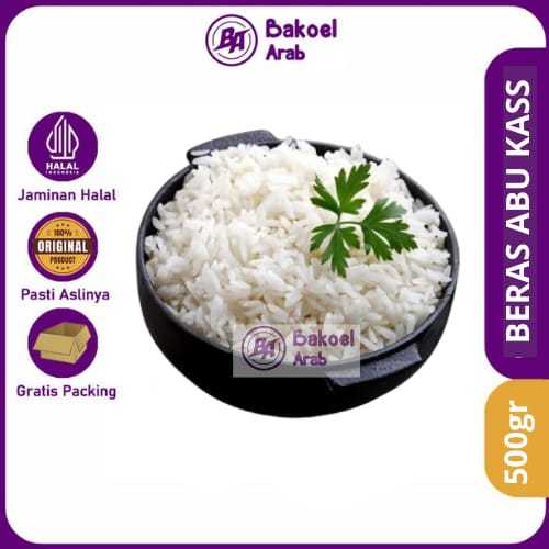 

BERAS BASMATI Abu Kass Premium 500GR Khas Timur Tengah Untuk Nasi Kebuli Mandi Biryani