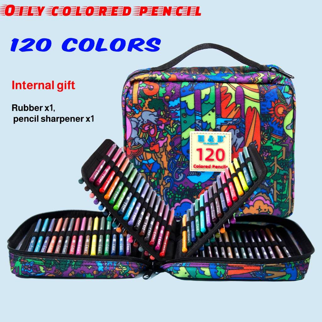

H & B Pensil Warna 120 Set Dengan Tas Oily Pencils Zipper Bag