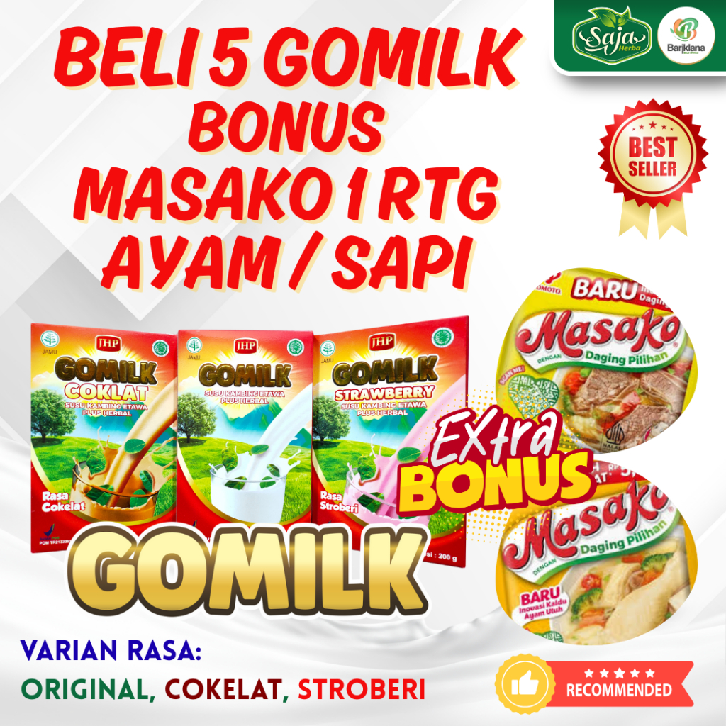 

PROMO Beli 5 Susu Kambing Etawa GOMILK 200gr Bonus Royco 1 Renteng | Beli 12 Diskon 20%