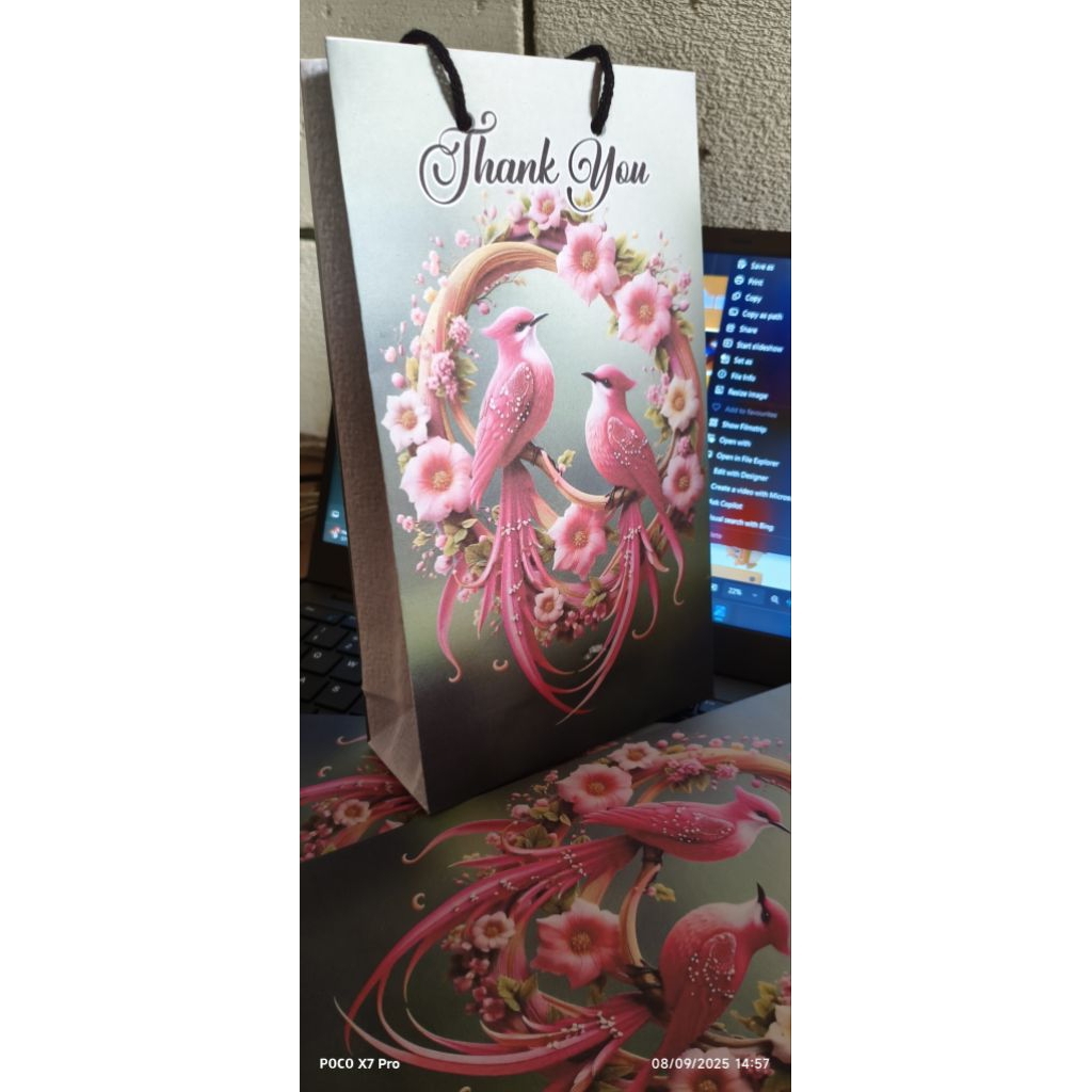 

paper bag motif thank you 14 x 5 x 25 B.pink