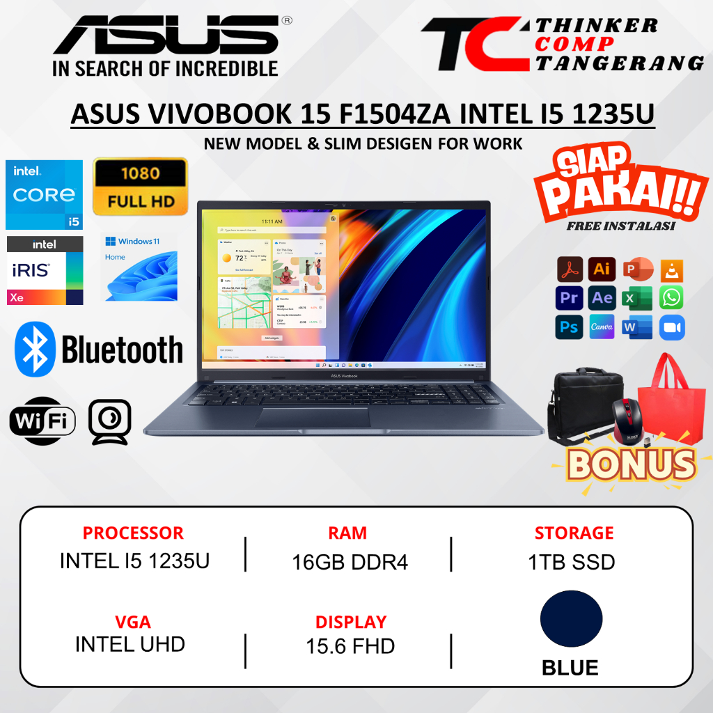Laptop Asus Vivobook 15 F1504ZA Intel Core i5 1235U 16GB 1TB 15.6 inc FHD Windows 11 Home