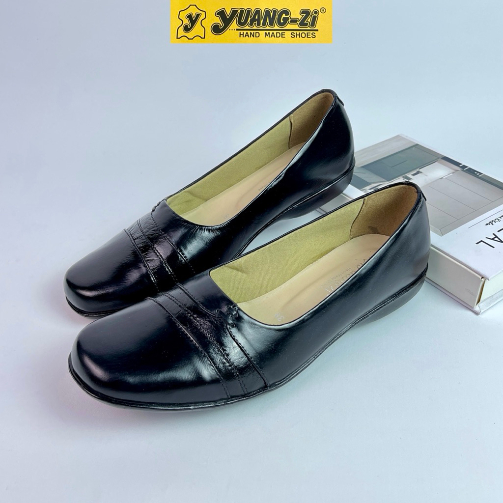 Yuang-Zi - Sepatu Flat Pantofel Kulit Asli Kantor Formal Casual Wanita