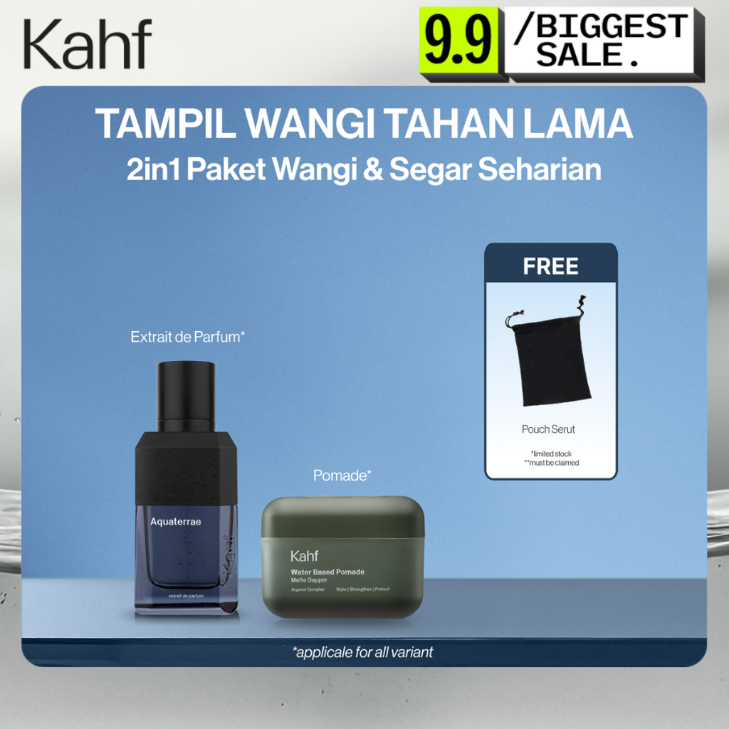 Kahf Paket Grooming Daily Look Isi 2 (Extrait de Parfum + Pomade/Hair Powder) - Approved by Barber a