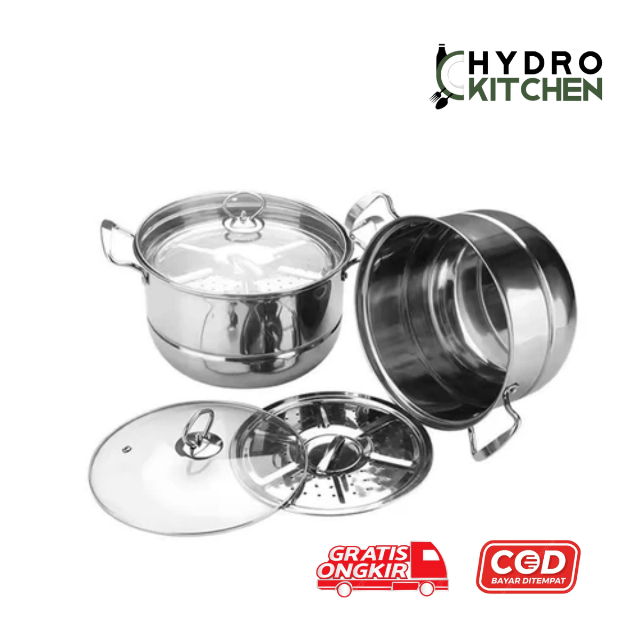 Panci Sup Stainless 1 Set 5 Pcs Panci Sup - Panci Serbaguna Tutup Kaca - 267