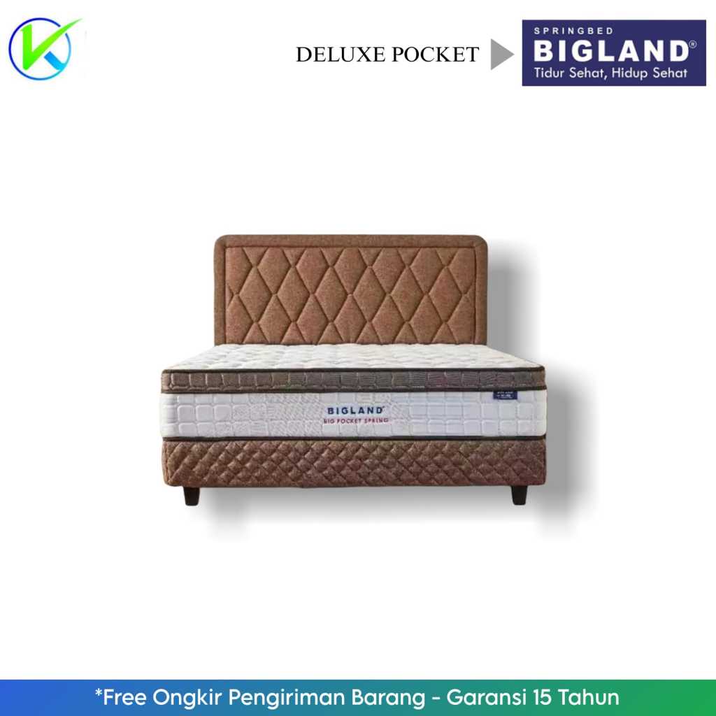 Bigland Springbed DELUXE Plushtop Tebal 30cm Sandaran Diamond Besar Fullset FREE BANTAL GULING - Uku
