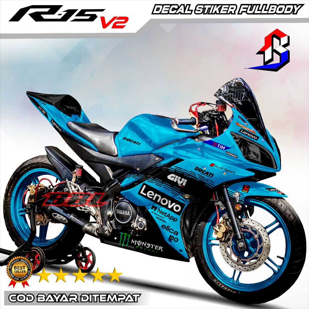 Decal R15 V2 Variasi Fullbody Sticker Striping Motor R15 V2 Full Body Decal Yamaha R15 V2 Modifikasi
