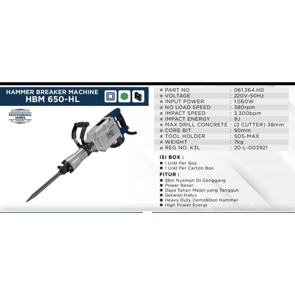 mesin bobok beton bitec HBM 650 - jack hammer bitec HBM650