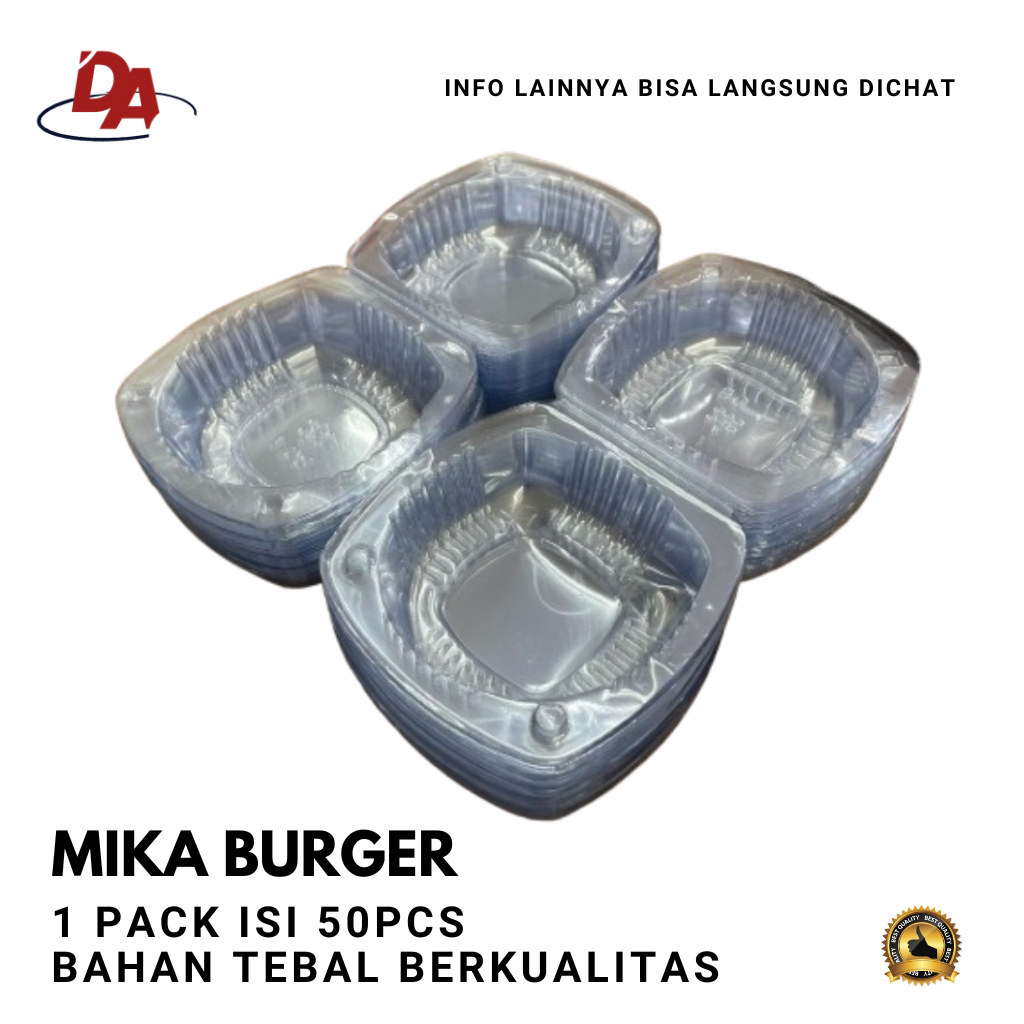 MIKA BURGER ISI 50PCS | TEMPAT MAKAN PLASTIK MIKA