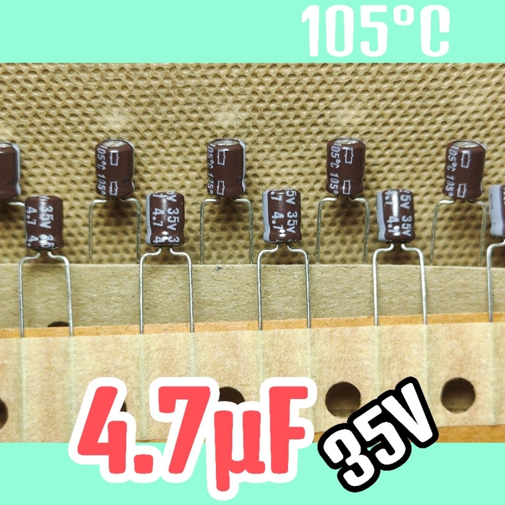 Kapasitor capasitor elko elco 35v 4.7uf 4,7uF 35v 4,7 uf 4.7uF 35v 35 volt ORIGINAL