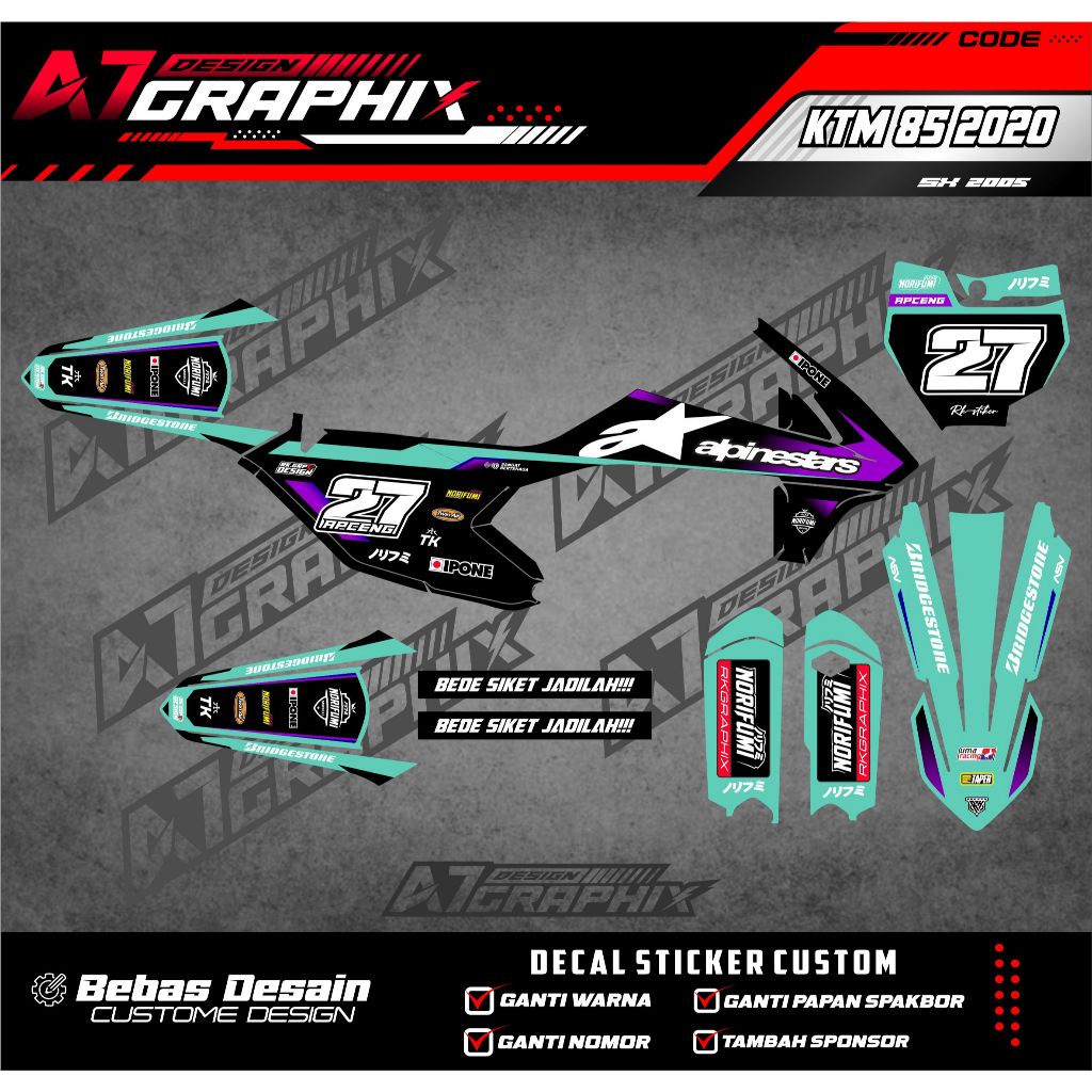 DECAL STIKER KTM 85 2020  - DECAL MOTOR KTM 85 2020 MASIH BISA DI EDIT FREE CUSTOME FULL BODY