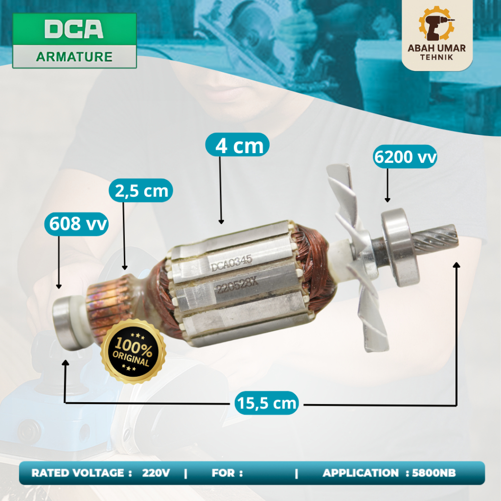 DCA Armature 5800NB 220V 100% ORIGINAL | Angker Dinamo Mesin Potong Kayu Circular Saw 7” Makita & Mo