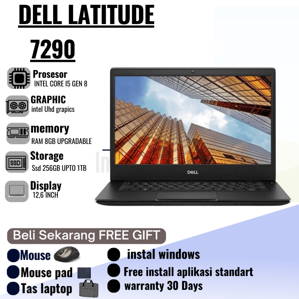 LAPTOP DELL MURAH 7280/7290/5411/5410/7310/7410/3400/7320 INTEL CORE I5 GEN 8/10 i7 gen 11 LAPTOP SE